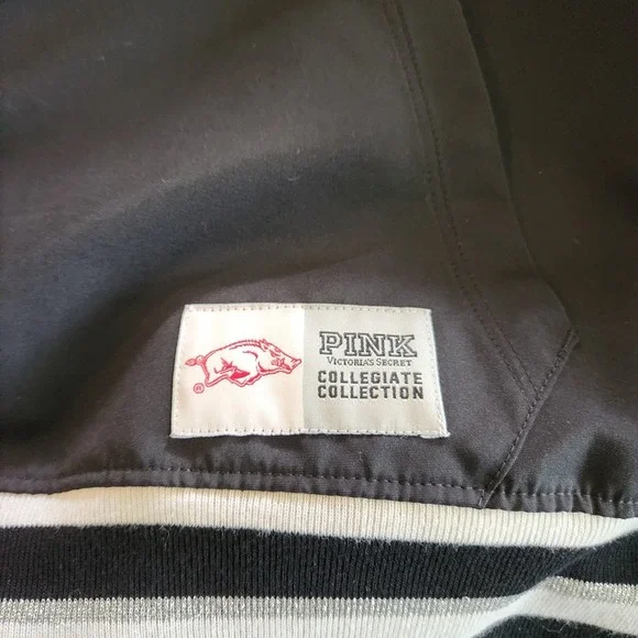 VICTORIAS SECRET PINK ARKANSAS RAZORBACKS WINDBREAKER HOODIE XS Black - Picture 10 of 11